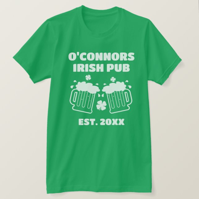 Camisa verde-personalizada Irish Pub para o Dia de (Frente do Design)