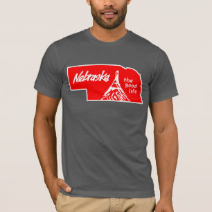 Camisa vermelha da boa vida de Nebraska do vintage
