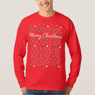 Camisa vermelha da Capa longa T do Feliz Natal