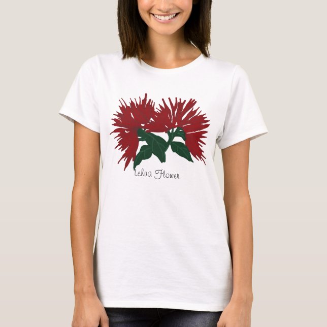 Camisa vermelha da flor de Lehua (Frente)