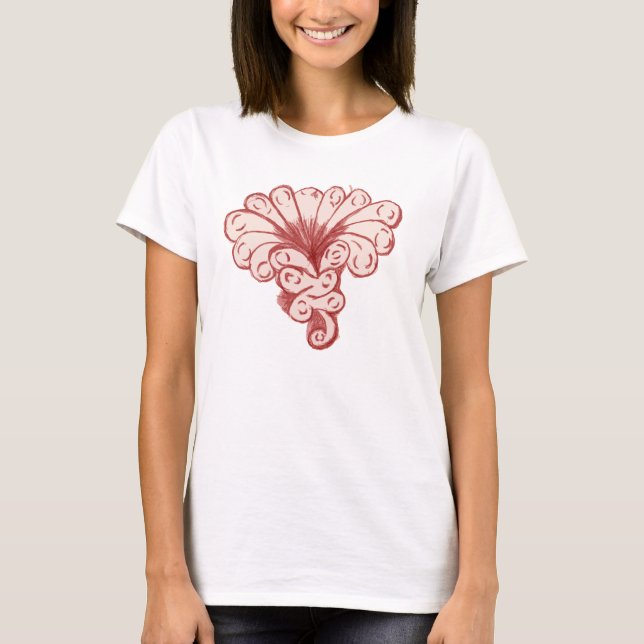 Camisa vermelha da flor do vintage (Frente)
