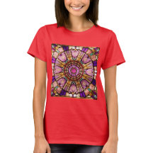 Camisa Vermelha de vidro rosa, Dourada e violeta, 