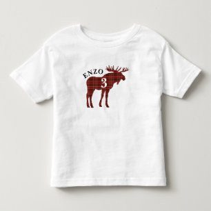 Camisa vermelha do aniversário dos alces da xadre