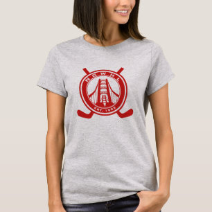 Camisa vermelha do desempenho do logotipo