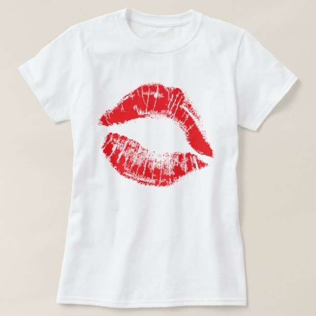 Camisa vermelha do Smooch do batom (Frente do Design)