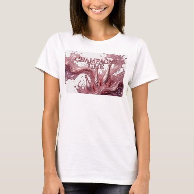 Camisa Vermelha Engraçada HORA DO CHAMPANHE (Frente)