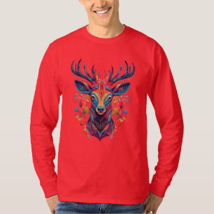 Camisa Vetorial Cabeça de Veado de Fada Colorida