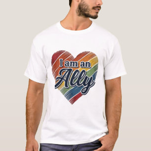 Camisa Vetorial Coração Aliado Arco-íris Design_1