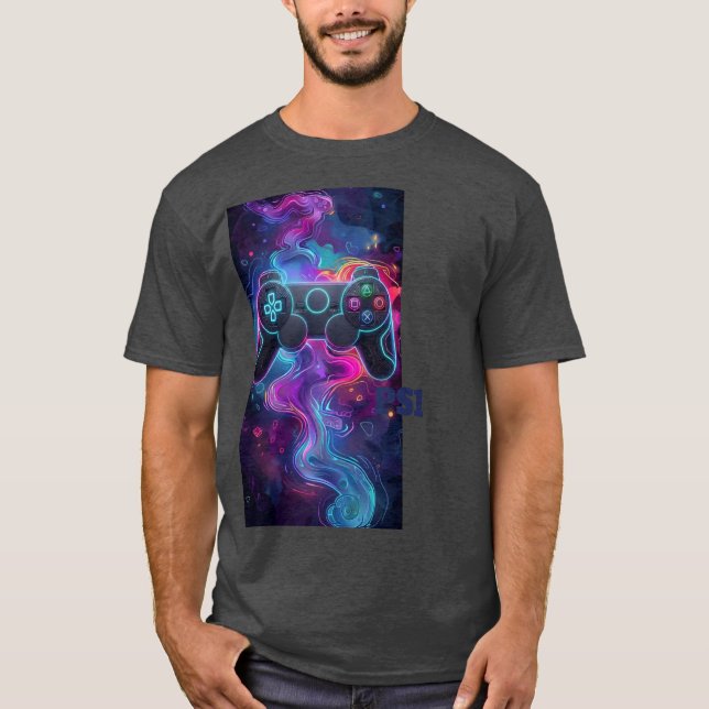 Camisa Vibrante de Controle de Jogo Espacial Abstr (Frente)