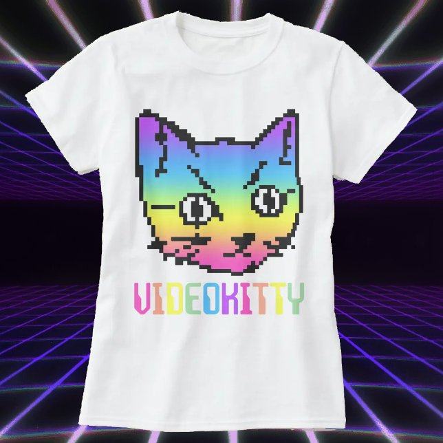 CAMISA VIDEO GATINHO PIXEL ART (Criador carregado)