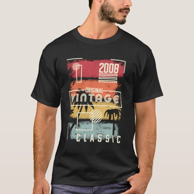 Camisa Vintage Aniversário Gift Retro Palm Tree B (Frente)