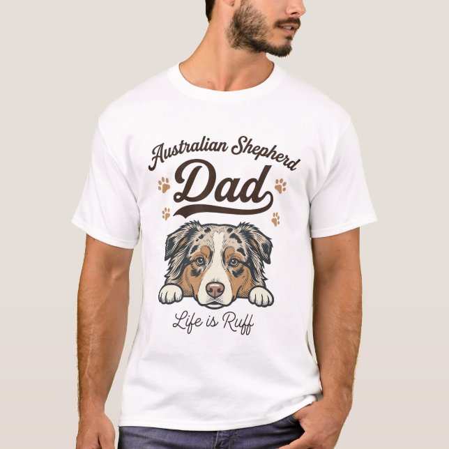 Camisa Vintage Australian Shepherd Dad Life Is Ruf (Frente)
