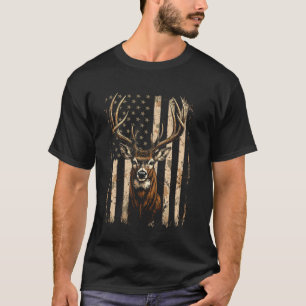 Camisa Vintage da Bandeira Americana Caça de Veado