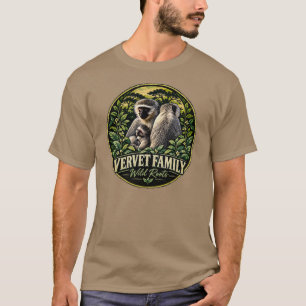 Camisa Vintage da Família de Macaco Vervet da Vida