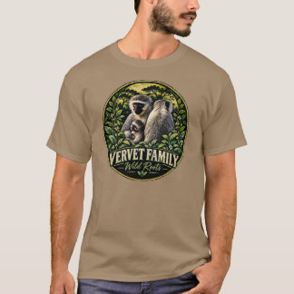 Camisa Vintage da Família de Macaco Vervet da Vida