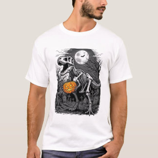Camisa Vintage de Abóbora Esqueleto de Dinossauro 