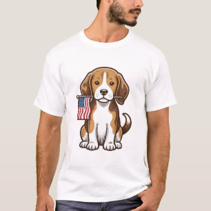 Camisa Vintage de Cachorro Beagle com Bandeira Ame