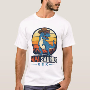 Camisa Vintage de Dinossauro Cowboy Papa Saurus Re
