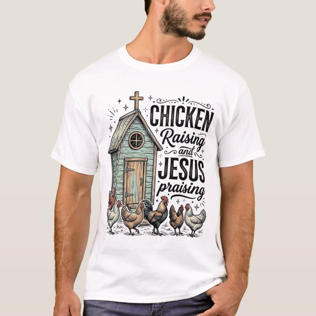 Camisa Vintage de Fazenda Criando Frango E Louvand (Frente)