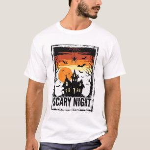 Camisa Vintage de Halloween Casa Assombrada Noite 