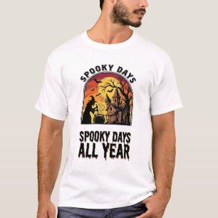 Camisa Vintage de Halloween Casa da Bruxa Desenho 