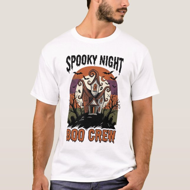 Camisa Vintage de Halloween Noite Assombrada Casa  (Frente)