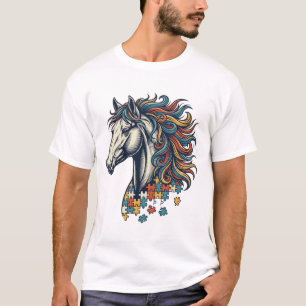 Camisa Vintage de Peça de Cavalo Colorido em Xadre