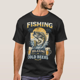 Camisa vintage de pesca cervejas geladas relaxando