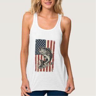 Camisa Vintage de Pesca de Robalo com Bandeira Ame