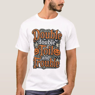 Camisa Vintage Double Toil Trouble de Halloween De