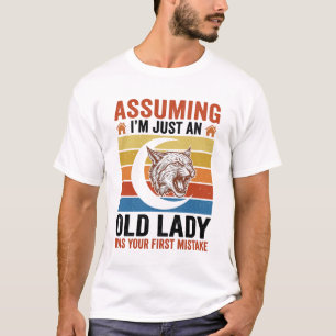 Camisa Vintage Engraçada de Velha Senhora Wildcat