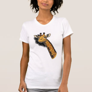 Camisa Vintage Gravada com Design de Girafa Fofa_1