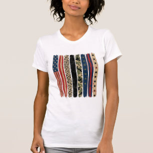 Camisa Vintage Patriótica com Listra de Camuflagem
