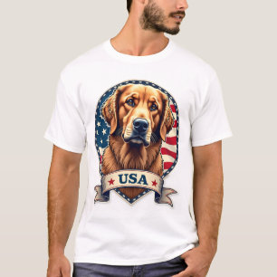 Camisa Vintage Patriótica EUA Golden Retriever 2
