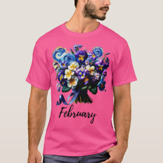 Camisa Violeta Flor Fevereiro Nascimento Mês Vinta