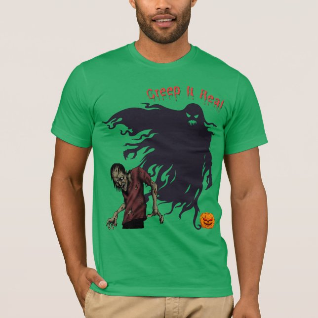 Camisa Zombie Real - Gráfico Assustador do Hallowe (Frente)