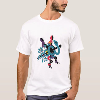 Camisas Artísticas Botânicas Coloridas de Cobras E
