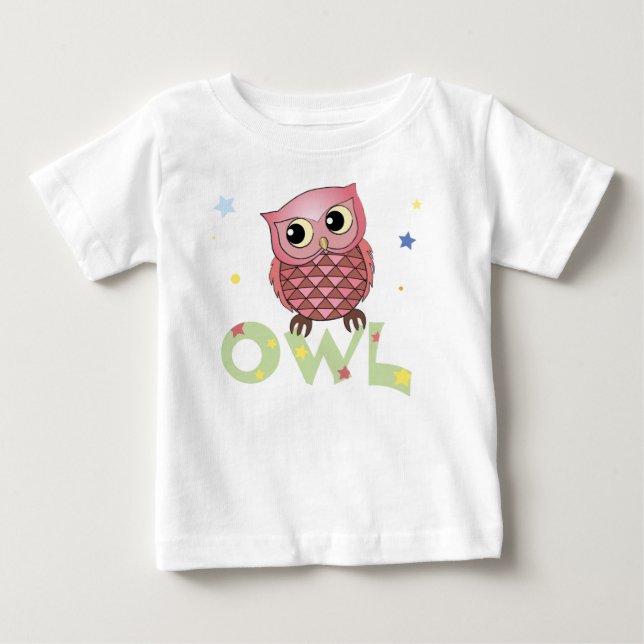 Camisas cor-de-rosa da criança da coruja (Frente)