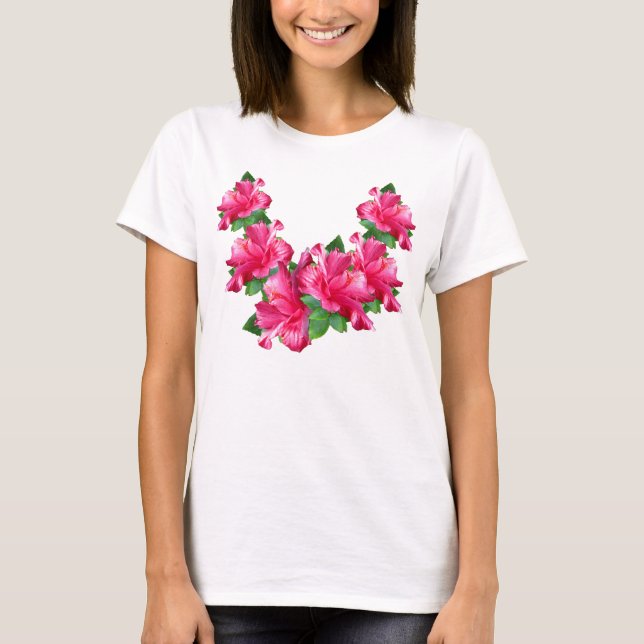 Camisas cor-de-rosa dos leus do hibiscus (Frente)