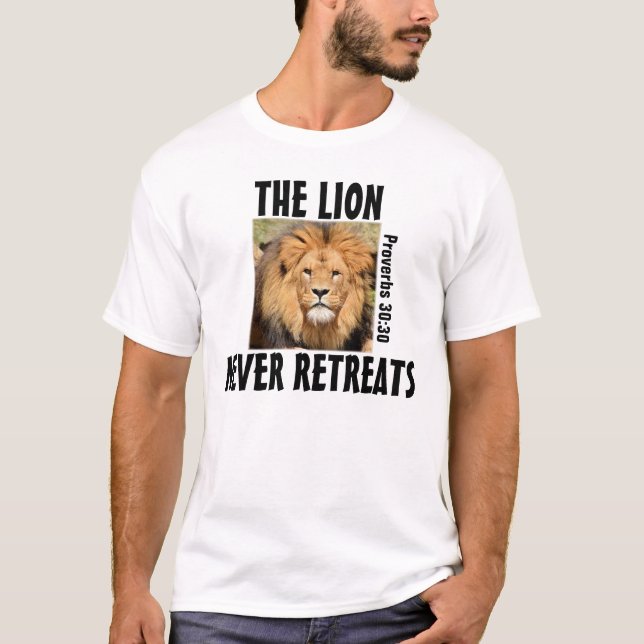 Camisas cristãs, LION NEVER RETREATS, Provérbios 3 (Frente)