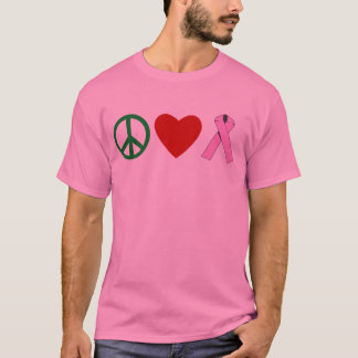 Camisas da fita T do rosa do amor da paz, canecas