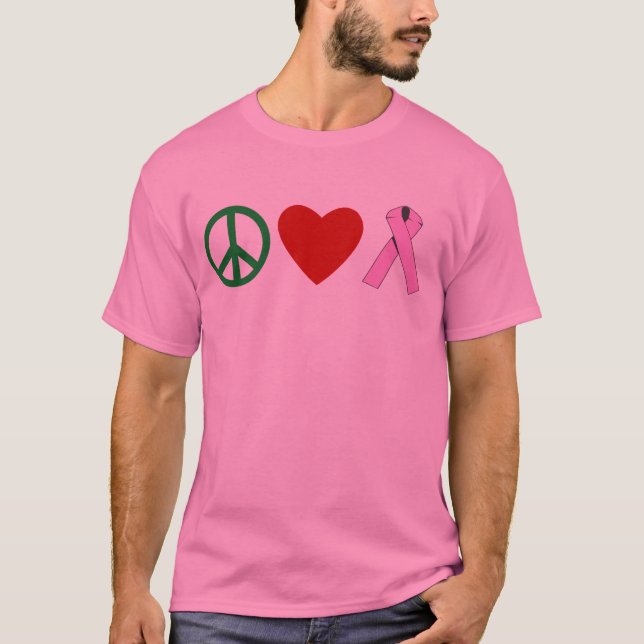 Camisas da fita T do rosa do amor da paz, canecas (Frente)