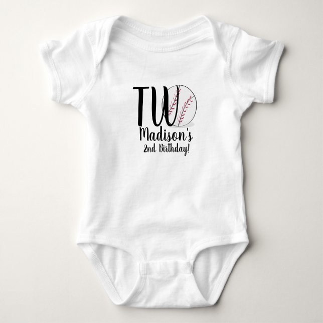 Camisas de 2º aniversário de beisebol para bebê (Frente)