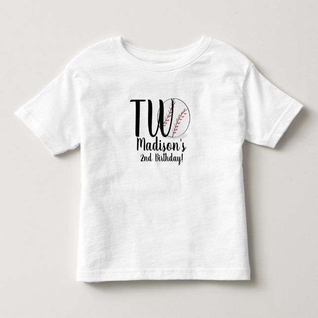 Camisas de 2º aniversário de beisebol para bebê (Frente)