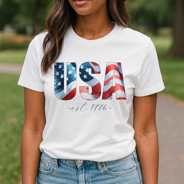 Camisas de 4 de Julho para Senhoras (Patriotic t shirts with USA est 1776 American Flag)