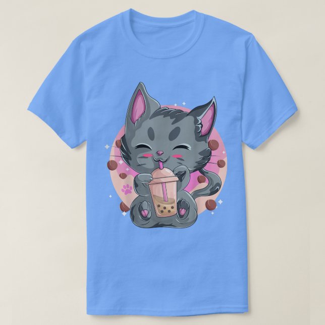 Camisas De Animo Gato Kawaii Neko Para Mulheres, B (Frente do Design)