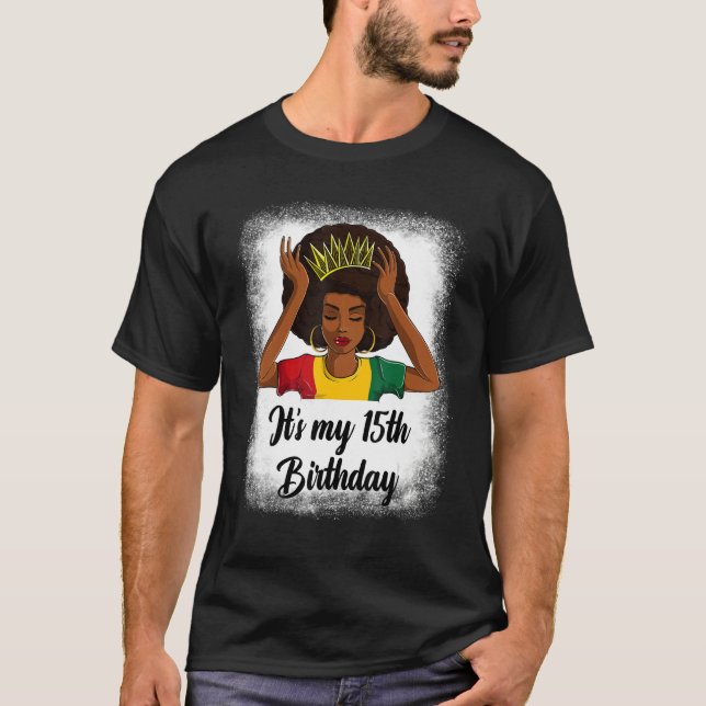 Camisas De Aniversário Afro 15 Para Meninas, Anive (Frente)