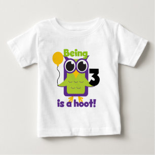 Camisas de aniversário de 3 anos de Hoot Owl e pre