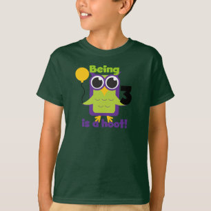 Camisas de aniversário de 3 anos de Hoot Owl e pre