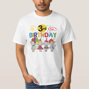 Camisas de aniversário de 3 anos de ratos e presen